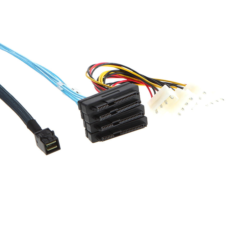 CableCreation Internal Mini SAS SFF-8643 to (4) 29pin SFF-8482 connectors with SATA Power, 1M / 3.3FT