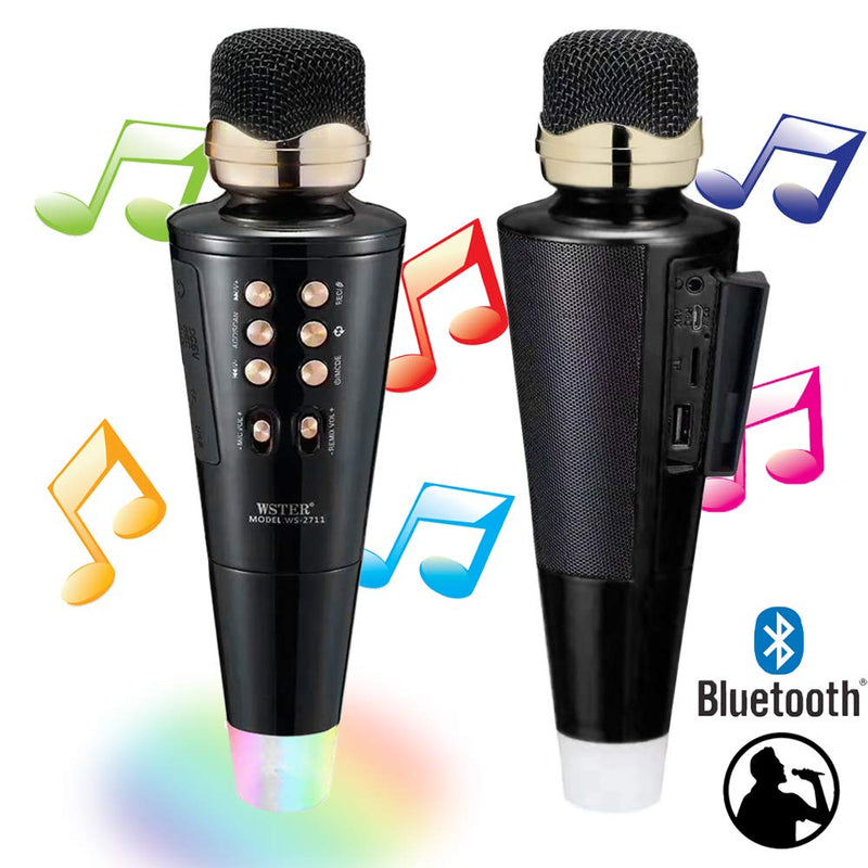 Wireless Bluetooth Karaoke Microphone Bluetooth 5.0 with Duet Mode, LED Lights, Portable Handheld Mic Speaker Machine for iPhone/Android/PC/Outdoor/Birthday/Home/Party (Black)
