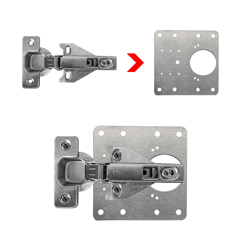4 PCS Hinge Repair Plate,Stainless Steel Fix The Hinge Side Plate Repair Piece with Mounting Screws for Wood, Furniture, Shelves, Cabinet