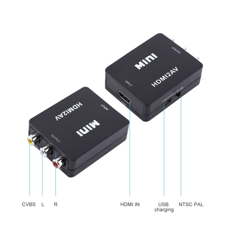 Digital HDMI to RCA Composite Video Audio AV CVBS Adapter Converter 720p/1080p (Color : Black)