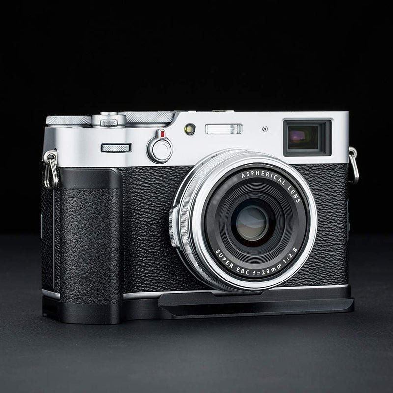JJC Dedicated Metal Hand Grip L Bracket Anti-Slid Holder for Fujifilm Fuji X100V X100F Camera, Arca Swiss Type Quick Release Tripod Plate Design w/Battery Compartment Opening For Fujifilm X100V X100F