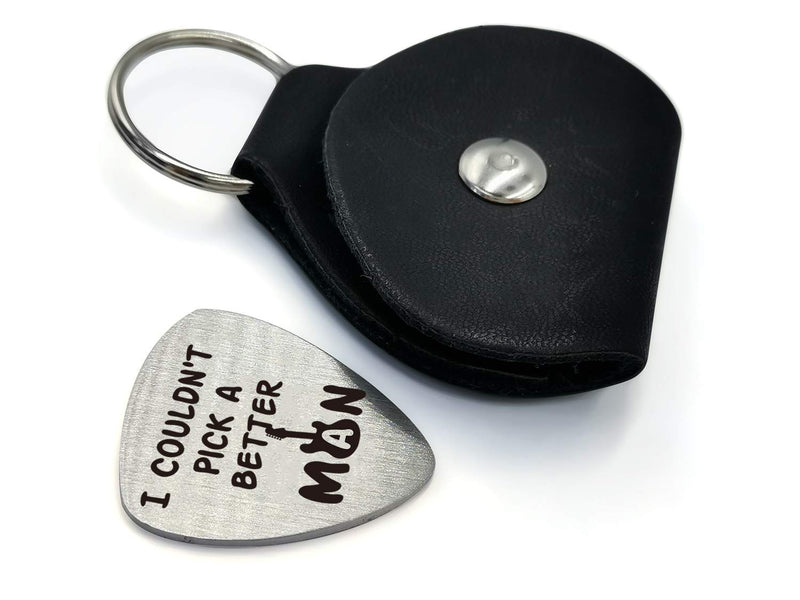 Love Guitar Pick Gifts for Him Men - Stainless Steel Guitar Pick with Guitar Pick Holder Case - Musician Gift for Husband Boyfriend Fiancé Anniversary Wedding Valentines Fathers Day Christmas Gifts