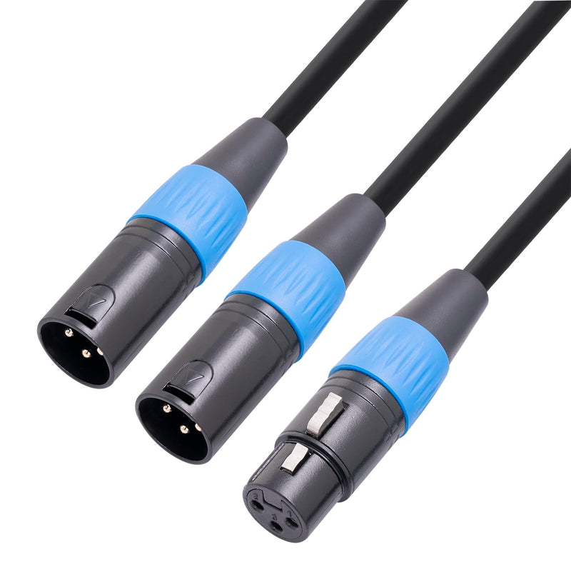 HUALEU XLR Splitter Cable, XLR Female to Dual XLR Male Y Splitter Microphone Cable, XLR 1 Female to 2 Male XLR Y Cable for Mixer, Power Amplifier, Microphone