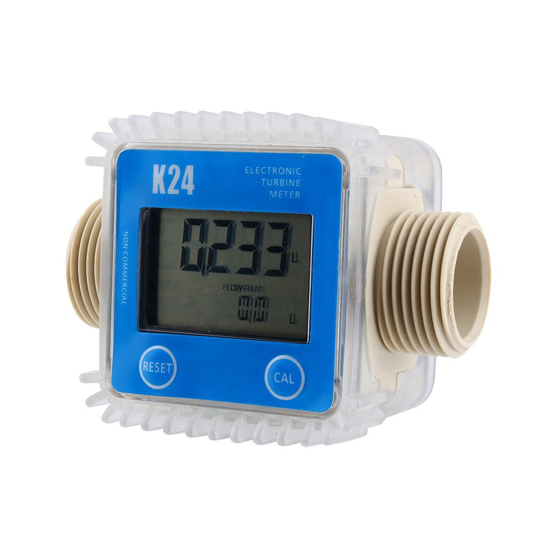 Turbine Meter, Professional K24 LCD Electrical Turbine Digital Diesel Fuel Oil Gas Flow Meter Widely Used for Industrial Chemicals Liquid Water,Length 103MM