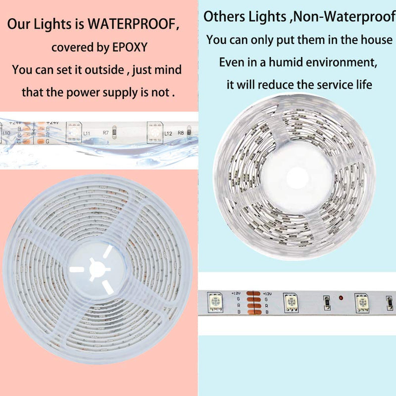 [AUSTRALIA] - Bluetooth Music LED Lights Strip, 32.8ft LED Strip Lights for Bedroom, Smart-Phone Outdoor LED Lights Waterproof SMD5050 300LEDs Strip Lights with 12V Power Supply for Decor Holiday，Party and Room 