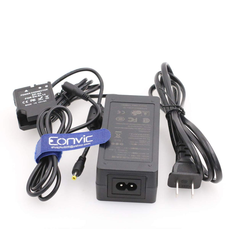 Eonvic EH-5 EP-5A AC Power Adapter Kit Replacement EN-EL14 / EN-EL14A Battery Charger for Nikon D3100 D3200 D3300 D3400 D3500 D5100 D5200 D5300 D5500 Df P7000 P7100 P7700 D7800 Camera EP 5A Power Adapter