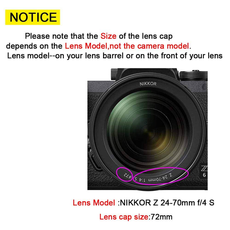 72mm Lens Cap Cover for Nikon NIKKOR Z 24-70mm f/4 S Lens for Nikon Z6 Z7 Z 7II Z6 II Camera, ULBTER 72mm Front Lens Cap Lens Cover -2 Pack