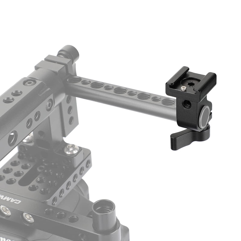 CAMVATE 15mm Side Single Rod Clamp with Cold Shoe Mount Adapter for Camera Accessories(Black)