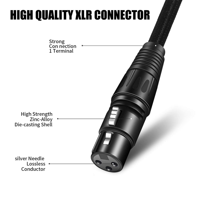 [AUSTRALIA] - USB Microphone Cable 10Ft, HOSONGIN USB Male to XLR Female Cable, Connector Cords Adapter for Microphones or Recording, 24K Gold-Plated USB Connector, Black Tweed Woven Jacket 