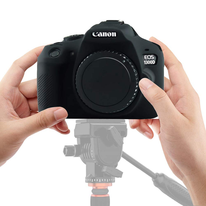 Yisau Camera Case for Canon EOS Rebel T6 T7, Silicion Rubber Camera Case Cover Detachable Protective for EOS 1300D Rebel T6/ EOS 1500D Rebel T7 KISS X90 Camera (Black) Black