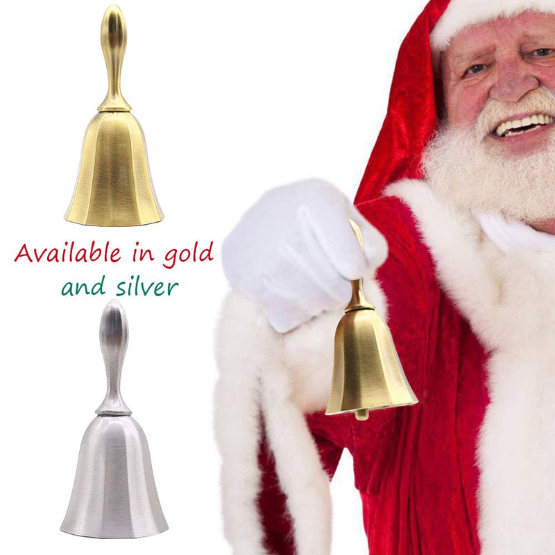 DomeStar Hand Bell, 2PCS Call Bell Wedding Bell Dinner Bell Golden and Pewter Classroom Bell for Kids Gold, Sliver