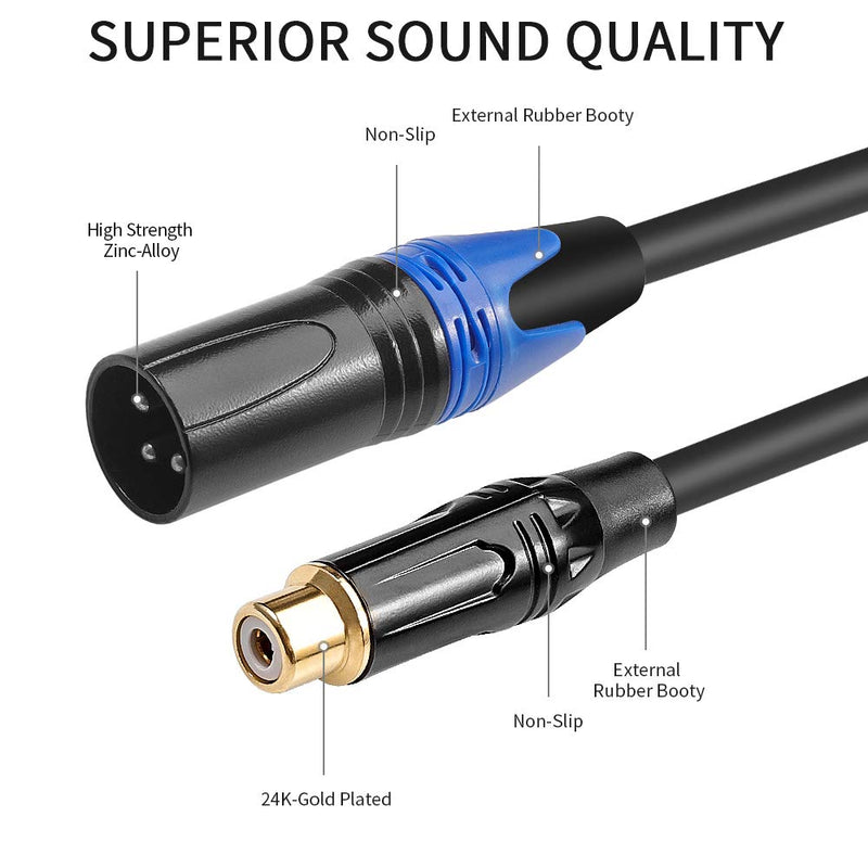 [AUSTRALIA] - DISINO Female RCA to XLR Male Cable,XLR to RCA Converter Gender Changer Audio Adapter Patch Cable - 3.3 feet 