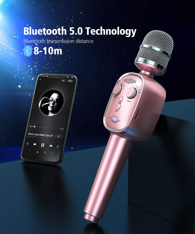 [AUSTRALIA] - Wireless Bluetooth 5.0 Karaoke Microphone, Protable Handheld Karaoke Mic Speaker Singing Machine with Voice Changer, Record, Playback & Reverb for Kids and Adults 