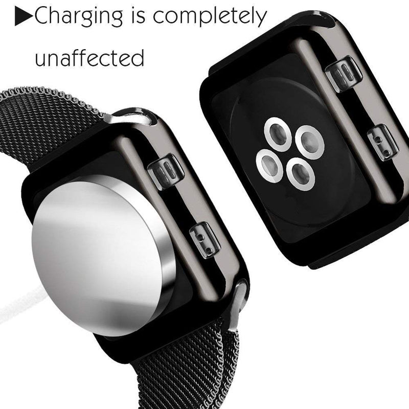 FanTEK Compatible for Apple Watch Case, TPU Soft iWatch Case Cover Protector, Resilient Shock Absorption Ultra-Thin Black 40 mm