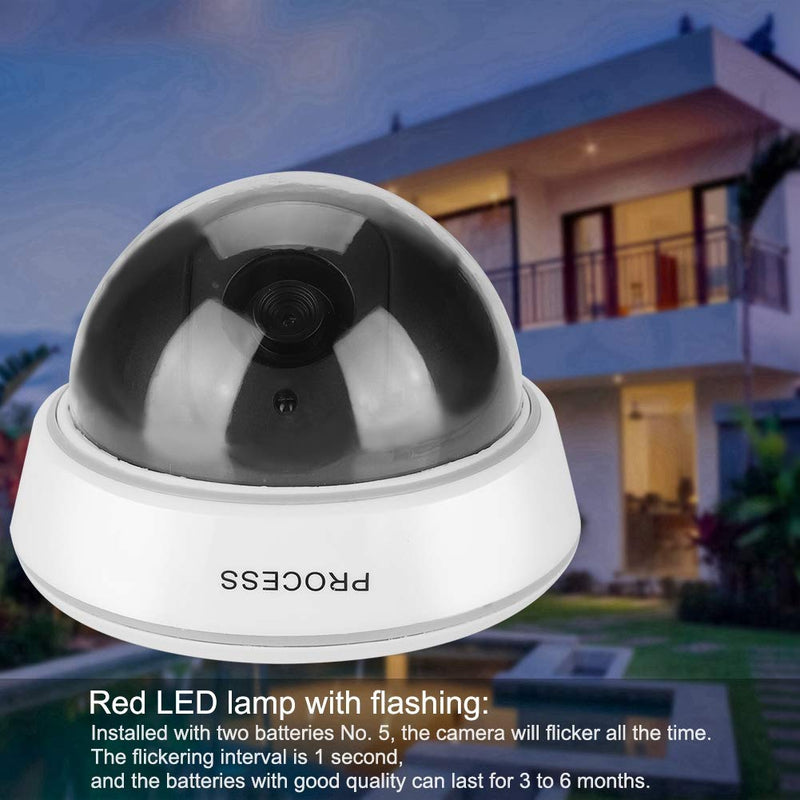 Dummy Security Camera, Fake Dome Shaped Home Security Surveillance Camera with Simulated IR Flashing Red Lights - Indoor And Outdoor Use, For Homes & Business