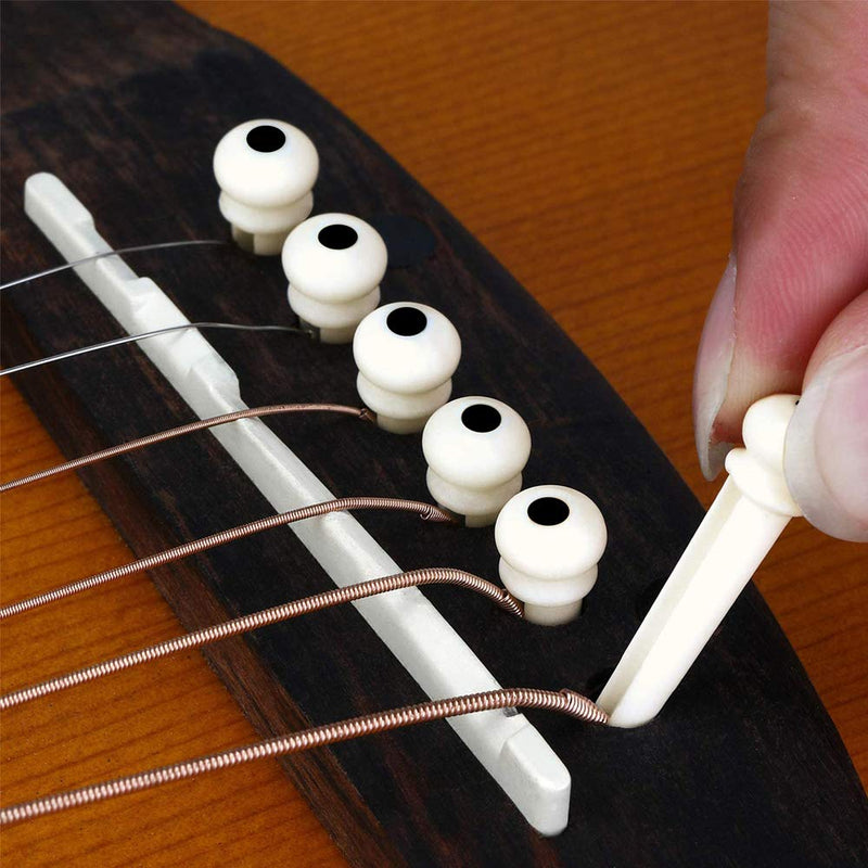 24pcs Acoustic Guitar Bridge Pins Pegs with 1pc Bridge Pin Puller Remover, Ivory & Black-Mudimu