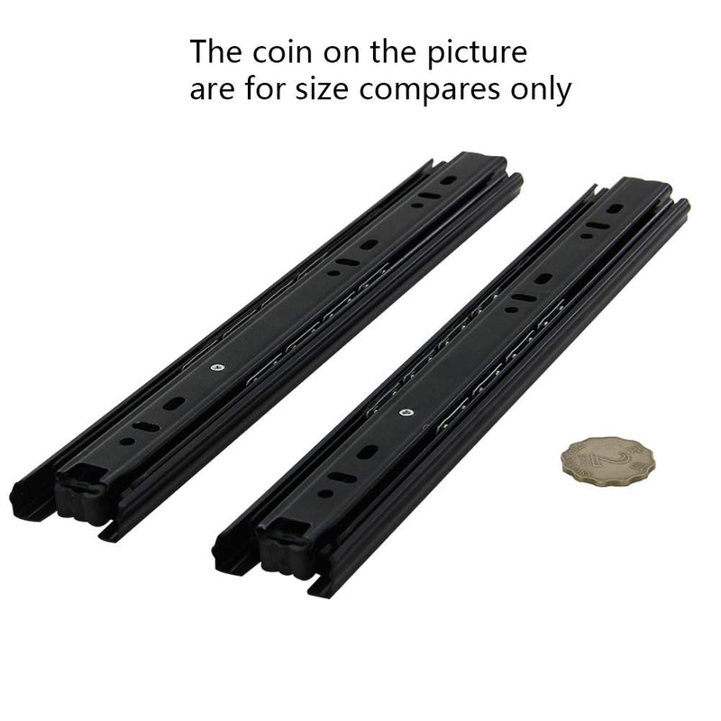 MroMax 12Inch Cold Rolled Steel Drawer Slides, Full Extension Ball Bearing Slide Track Rail 40mm Wide 100lb Capacity Black 1 Pair