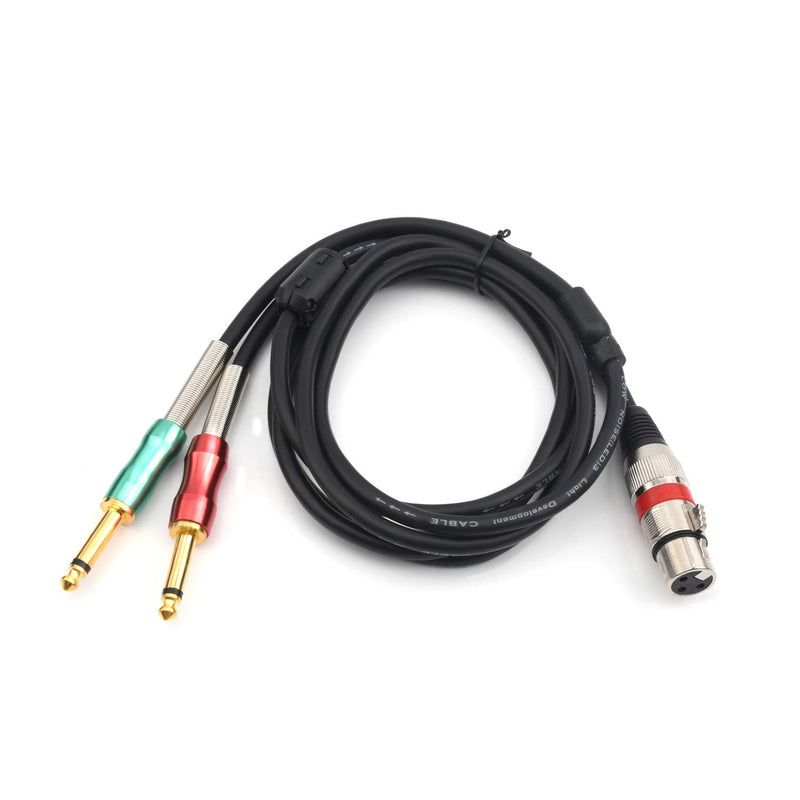 SiYear- 6.6FT XLR Female 3Pin to 6.35mm 1/4 inch Mono Male Audio Y Splitter Cable, Dual 6.35mm 1/4" Male to XLR Female Stereo Microphone Audio Converter Adapter Cable(2m) XLRF-2X6.35-2M