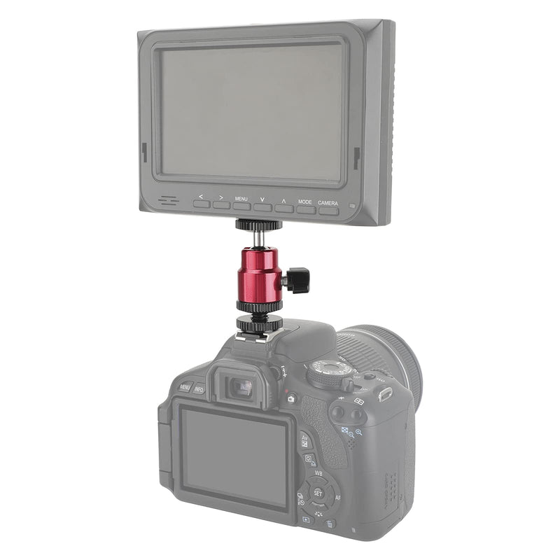 [AUSTRALIA] - CAMVATE Ball Head Support (Red) with Double End 1/4"-20 Threads + Shoe Mount Adapter with 1/4" Lock Nuts - 2881 