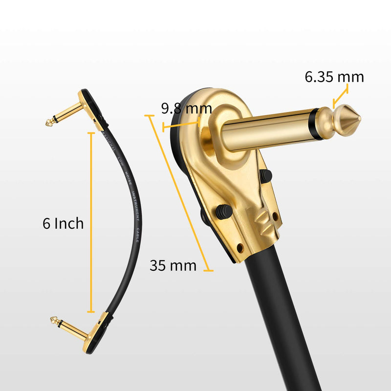 [AUSTRALIA] - Donner Guitar Patch Cables Right Angle 6 Inch 15 cm 1/4 Instrument Cables for Effect Pedals 6 Pack 