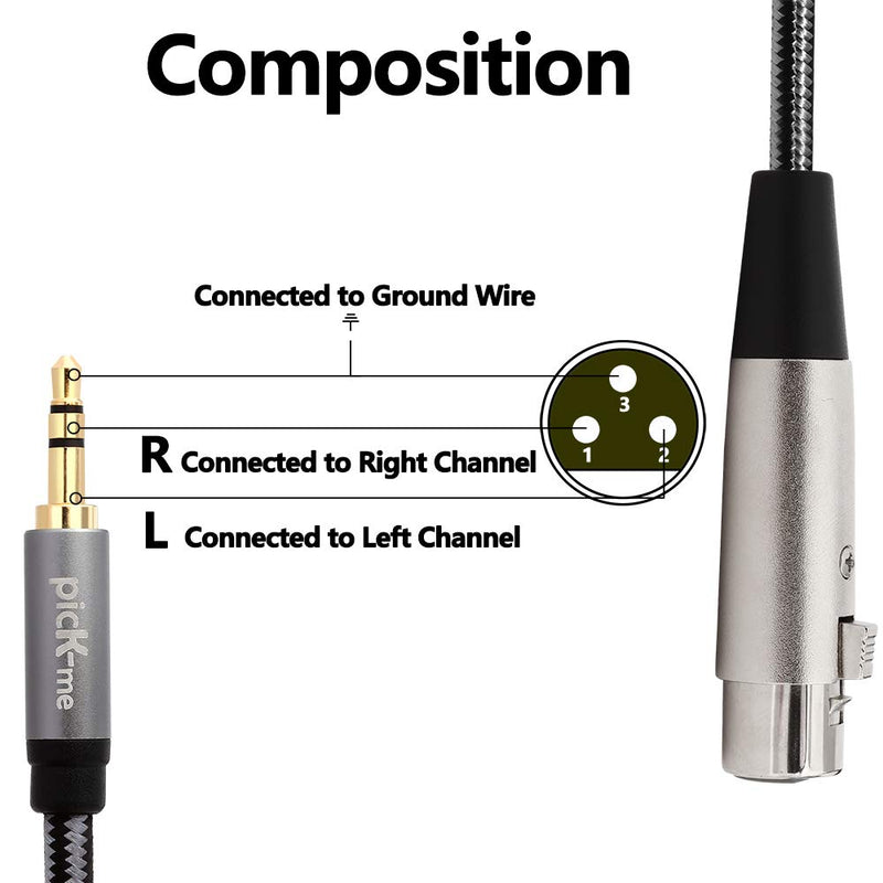 [AUSTRALIA] - picK-me TRS 3.5mm Male to Dual XLR Female Cable, 1/8 inch Mini Jack to 2 XLR Y Splitter Adapter Cord (0.3M/0.98FT) 