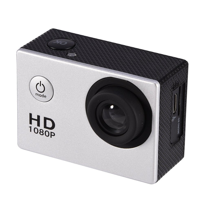 Mini Action Camera, 1080P 12MP Sports Camera Full HD 2.0 Inch Action Cam 30m/98ft Underwater Waterproof DV Camera with Mounting Accessories Kits silver