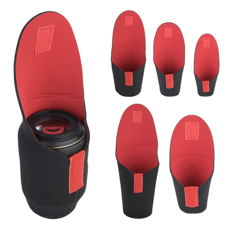 Fydun Lens Pouch Bag Lens Case Cover Sleeve 5pcs Camera Lens Storage Bag Protective Case Shockproof Pouch Set Accessory for SLR Camera Lens