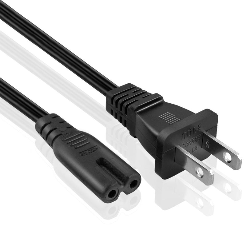 C&E 6 Feet, Universal 2 Slot to Standard Non-Polarized Power Cord, Black Single PCS