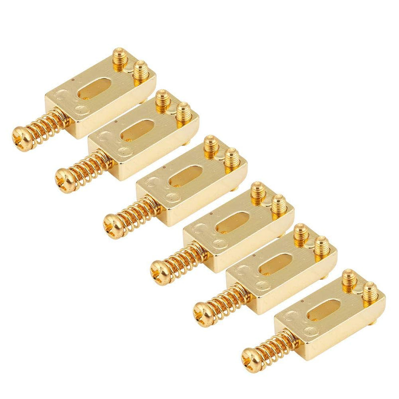 6 Pcs Electric Guitar Tremolo Saddles Bridge for Electric Guitar Replacement with Wrench Gold