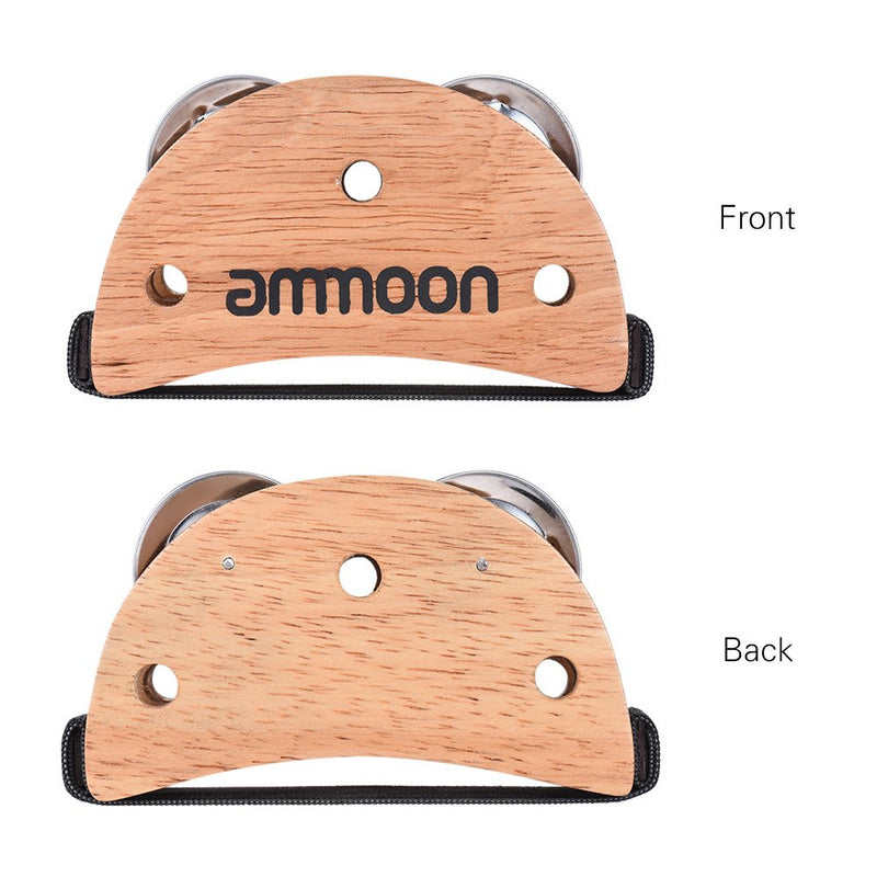 ammoon Percussion Foot Tambourine with Stainless Steel Jingles Cajon Box Drum Companion Accessory for Hand Percussion Instruments-Burlywood Burlywood Color