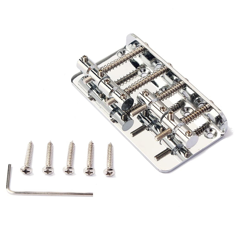 Alnicov 4 String Bass Bridge Vintage Style 80mm Hardtail Bridge Saddles Replacement Accessories Sliver