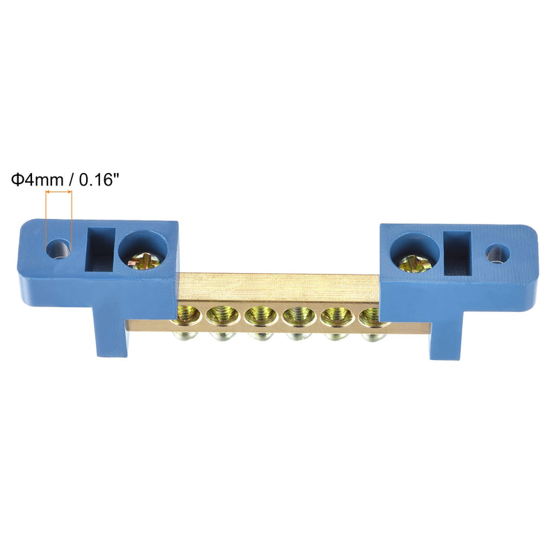 MECCANIXITY Bridge Design Terminal Screw Block Barrier for Electrical Distribution Brass 6 Positions Blue