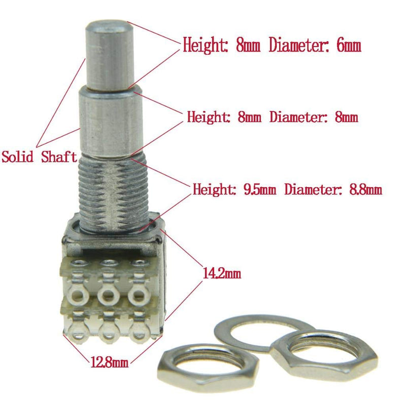 KAISH Guitar Bass Mini Dual Pots Stacked Concentric Potentiometer Pot with Center Detent Korea Made B250K