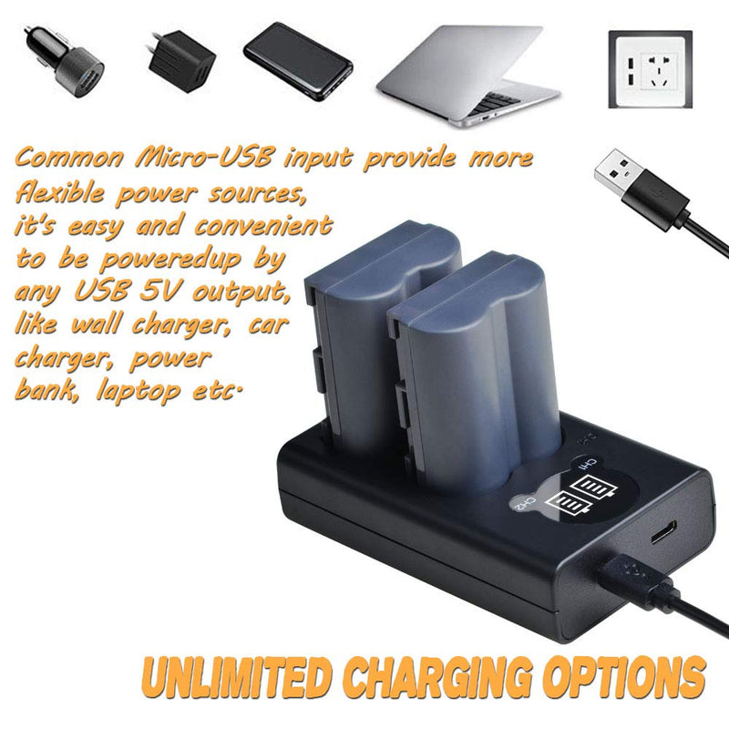 BP-511, Pickle Power 2 x 1900mAh BP-511A Batteries and LED Dual USB Charger Compatible with Canon EOS 5D 10D 20D 20Da 30D 40D 50D 300D D30 D60 Rebel PowerShot G1 G2 G3 G5 G6 Pro 1 Pro 90 Pro 90IS