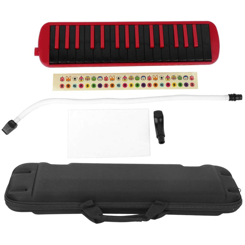 32 Piano Keys Melodica Long Tube Plastic Melodica Tube with Blowpipe Mouthpiece Storage Bag for Kids Beginners Adults Gift (Red) Red