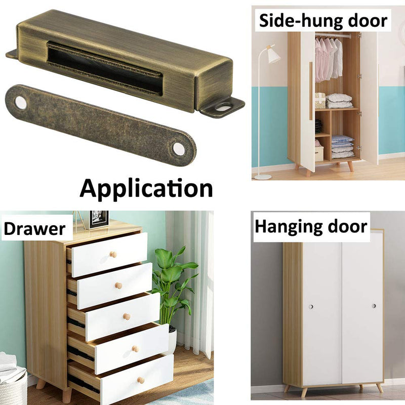 4 Pack Magnetic Cabinet Door Catch- Stainless Steel Closet Catches with Strong Magnetic- Furniture Latch 70 lbs (Bronze) 4PCS