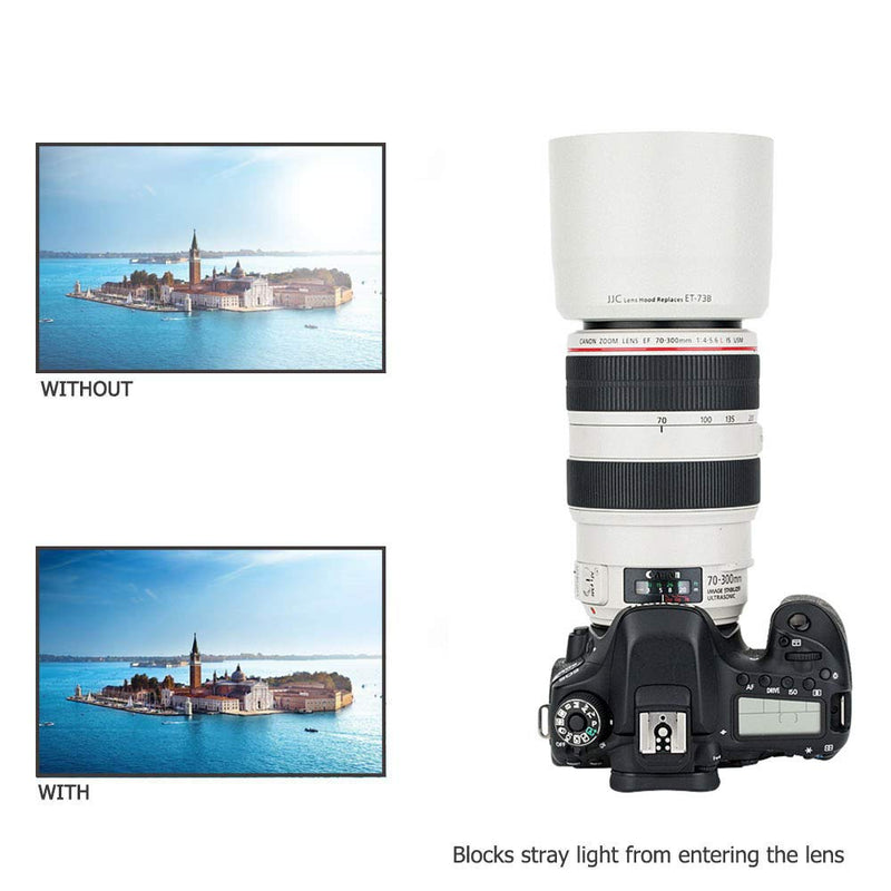 Camera Lens Hood for Canon EF 70-300mm F4-5.6L is USM Lens Replace ET-73B White,Reversible Lens Hood Protector