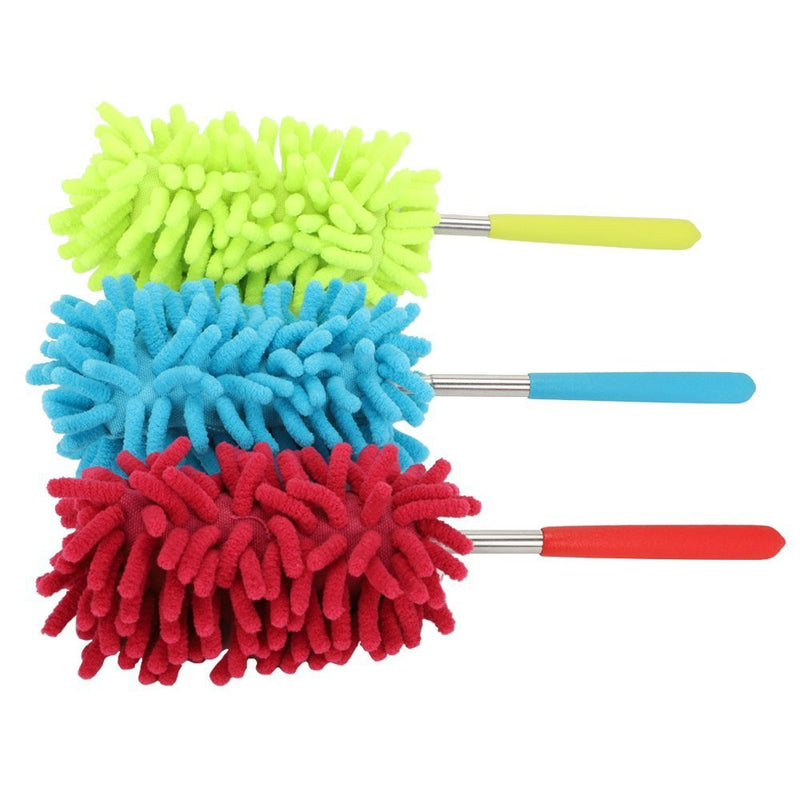 PrettyDate Microfiber Extendable Hand Dusters Washable Dusting Brush with Telescoping Pole for Cleaning Car, Computer, Air Conditioning, TV and Else Pack of 3
