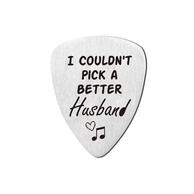 Best Husband Love Guitar Pick Gifts from Wife - Stainless Steel Guitar Pick with Guitar Pick Holder Case - Musician Gift Ideas for Anniversary Wedding Valentines Fathers Day Christmas Gifts for Him