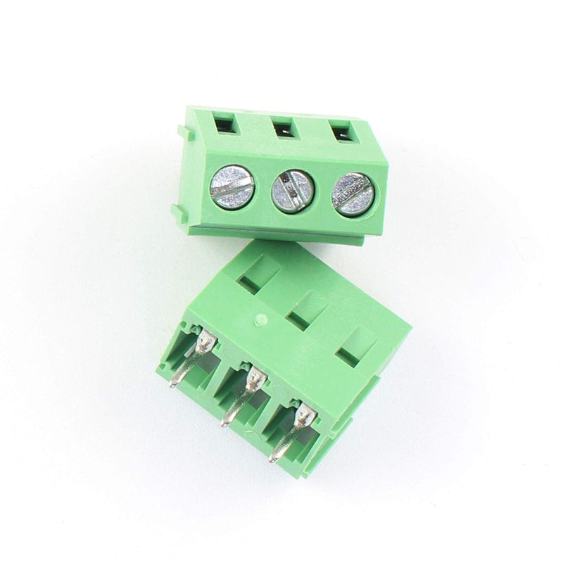 DBParts 10pcs 3-Pin (3 Pole) Plug-in Screw Terminal Block Connector 5mm Pitch Panel PCB Mount DIY