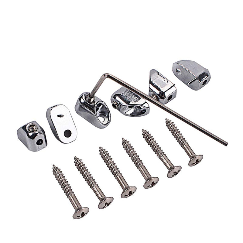 Alnicov Headless Electric Bass Guitar String Nut Set with 1 Wrench 6 Screws for Guitar Parts - Chrome