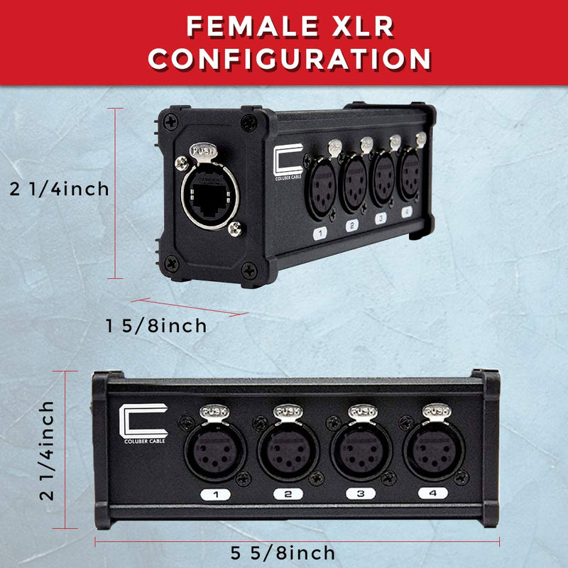 [AUSTRALIA] - 4 Channel 5-Pin XLR Female Adapter to Single Ethercon Cable -Compact Cat6 DMX Extender Over RJ45 Cat5/Cat6 Ethernet Cable 5 Pin XLR Female without Cables 