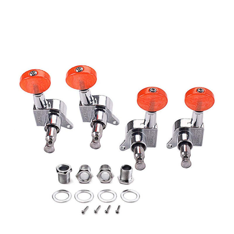 Alnicov Tuning Pegs Machine Heads 2R2L Tuners With Red Tuning Peg Button For Ukulele 4 String Guitar