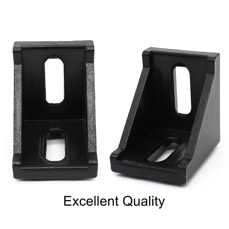 3030 Series Aluminum Profile Connector Set, 20pcs Black Corner Bracket, 40pcs M6 T Nuts and M6X10 Hex Screw Bolt for 30S 30X30 Aluminum Extrusion Profiles Rail Accessories
