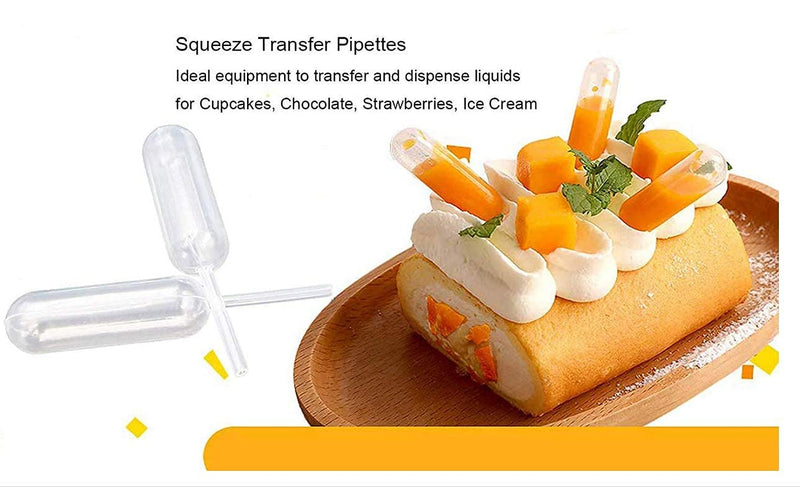 300 Pieces 4ml Cupcake Pipettes, Food Grade Plastic Disposable Pipettes Mini Liquid Injector (300-A) 300-A