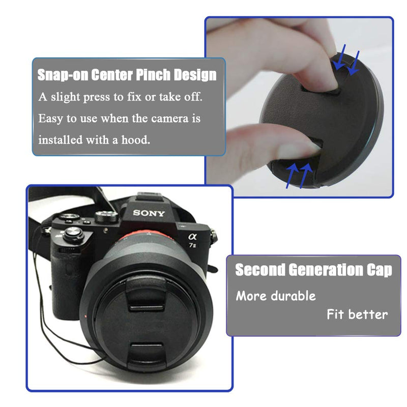 T8i 58mm Lens Cap for Canon EOS SL3 Rebel T8i(850D) Camera with EF-S 18-55mm Lens, for Fuji X-T4 X-T3 Camera with XF 18-55mm f/2.8-4 Lens, Fire Rock Second Generation Snap-On 58mm Lens Cap-2Packs