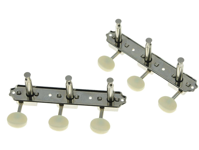 [AUSTRALIA] - Dopro Nickel w/Aged White 3 per side 3x3 on a Plate Vintage Guitar Tuning Keys for Epiphone LP JR Nickel with Aged White Button 