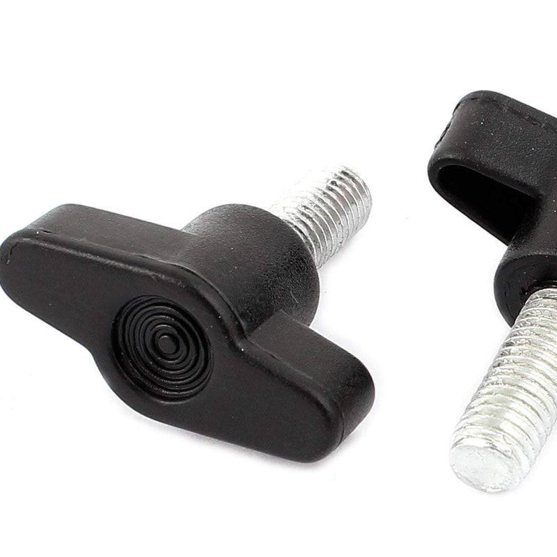 XMHF 10Pcs 8mm x 20mm Male Thread Plastic T Handle Screw Type Clamping Knob Black