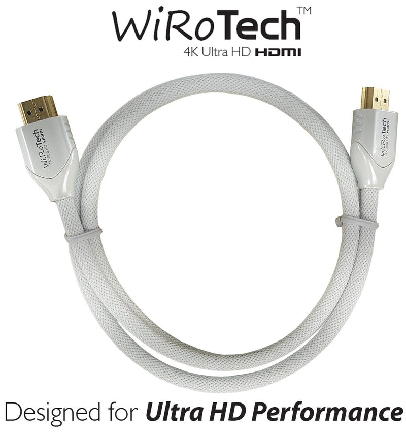 WiRoTech HDMI Cable 4K Ultra HD with Braided Cable, HDMI 2.0 18Gbps, Supports 4K 60Hz, Chroma 4 4 4, Dolby Vision, HDR10, ARC, HDCP2.2 (3 Feet, White) 3 Feet