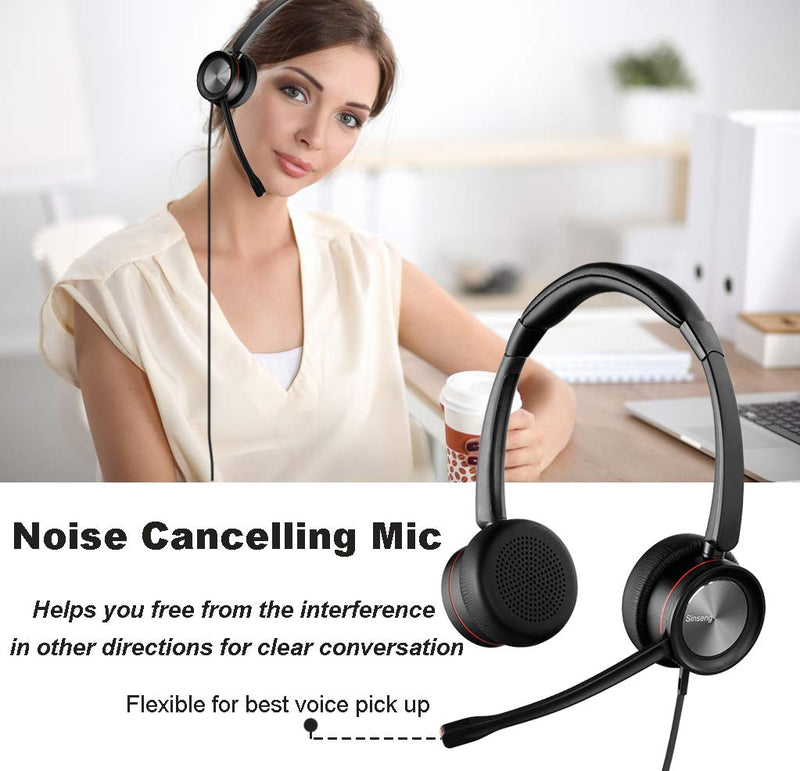 Sinseng RJ9 Headset with Noise canselling Microphone Compatible with Cisco Phone, Telephone Headphones Compatible with Cisco 7841 7931G 7940 7941G 7942G 7945G 7960 7961G 7962G 7965G 7970 8841 8865 SS890DQD004C Binaural